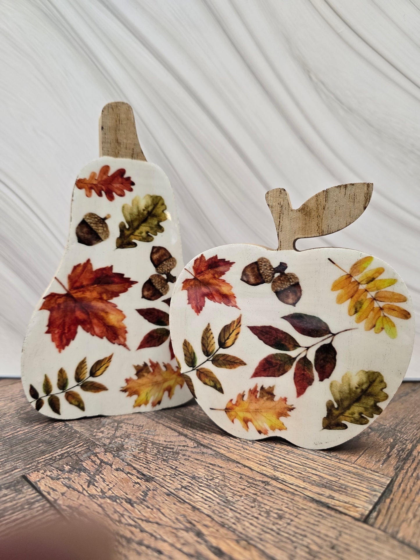 Autumn Leaves Printed Wooden Apple Decor