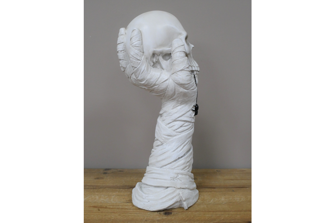 Mummy Hand Holding Skull Tabletop Bust