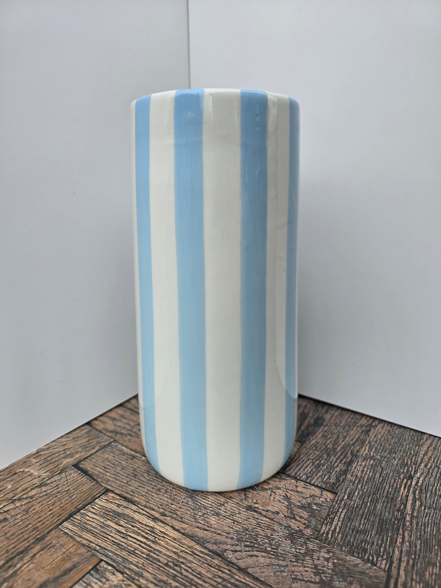 Light Blue Striped Vase