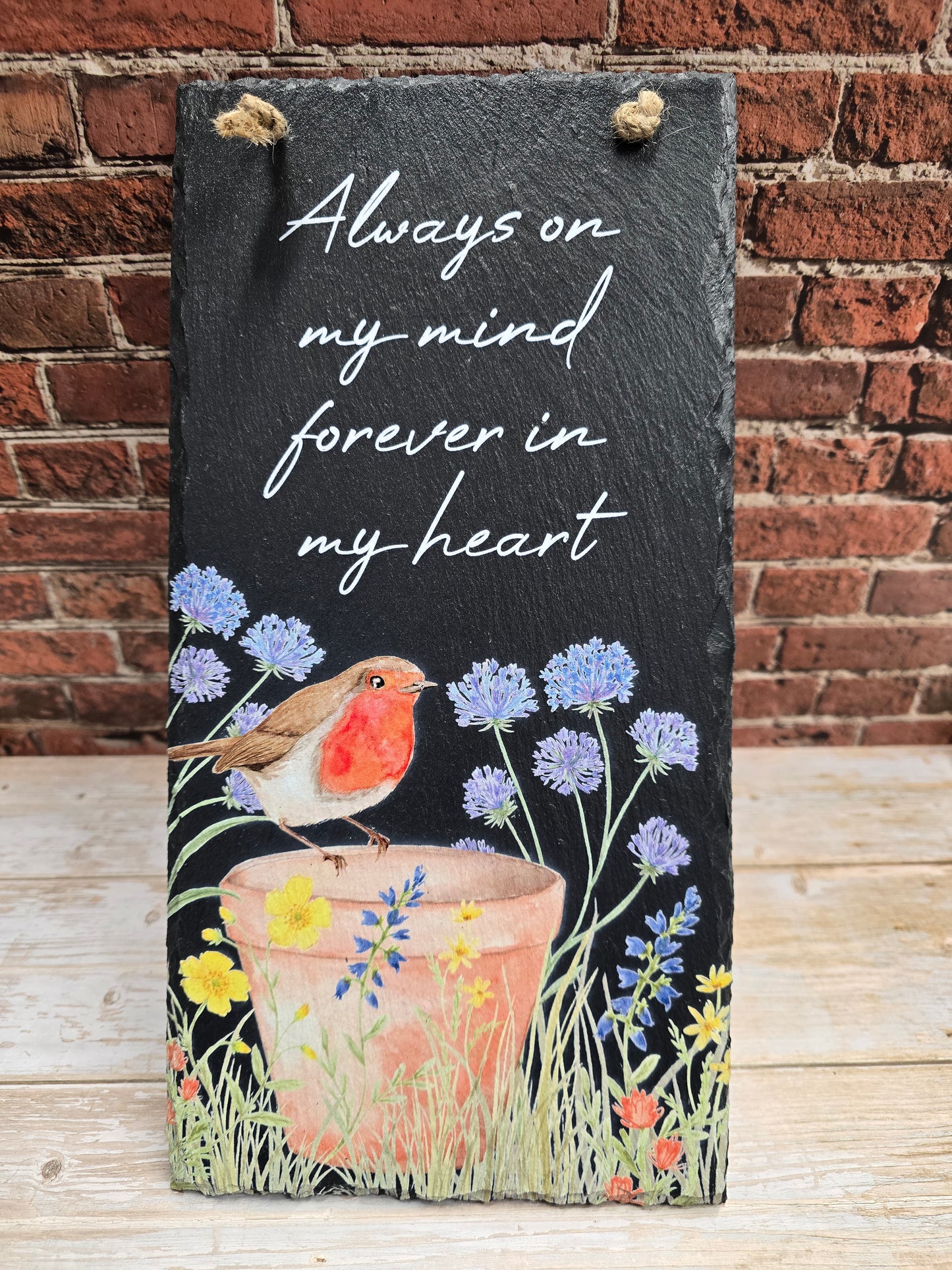 "Always on my mind forever in my heart" Slate plaque