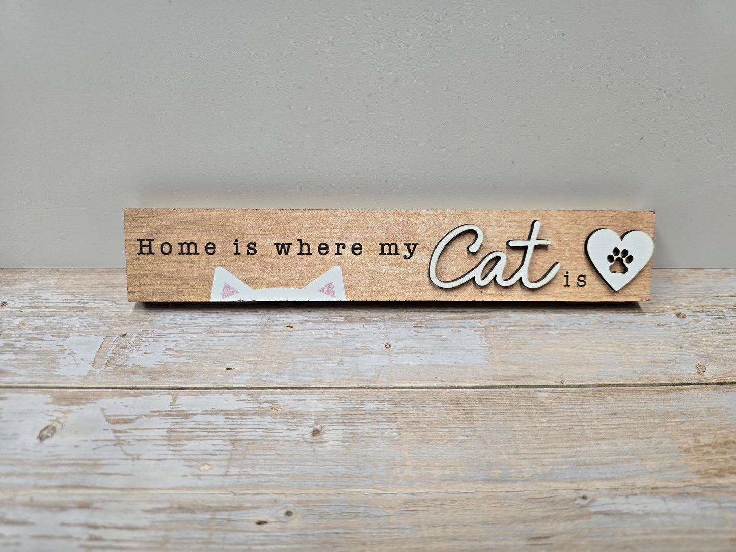 "Home is where my Cat is" mini wood plaque