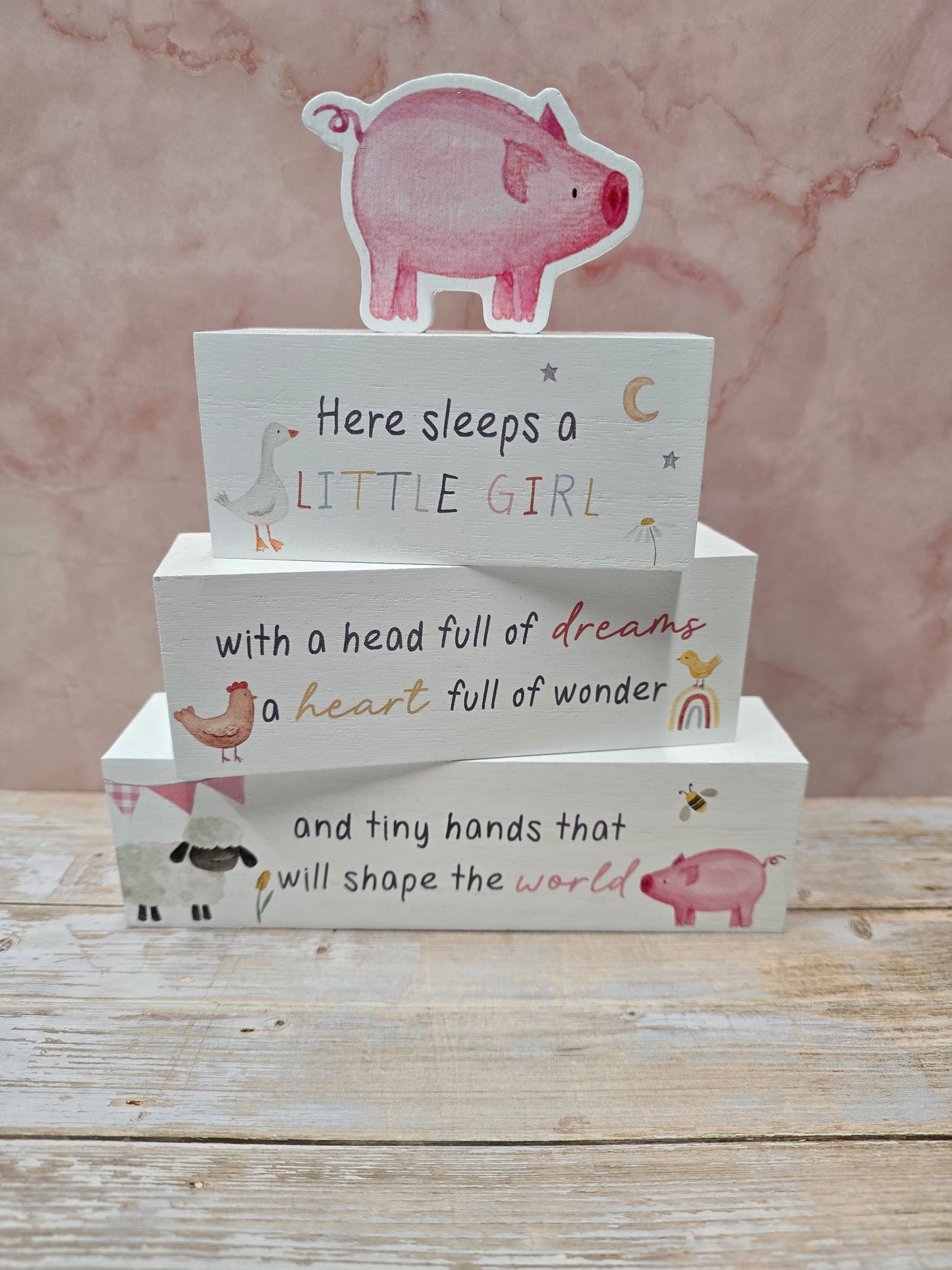 Baby Girl Wooden Block Stack