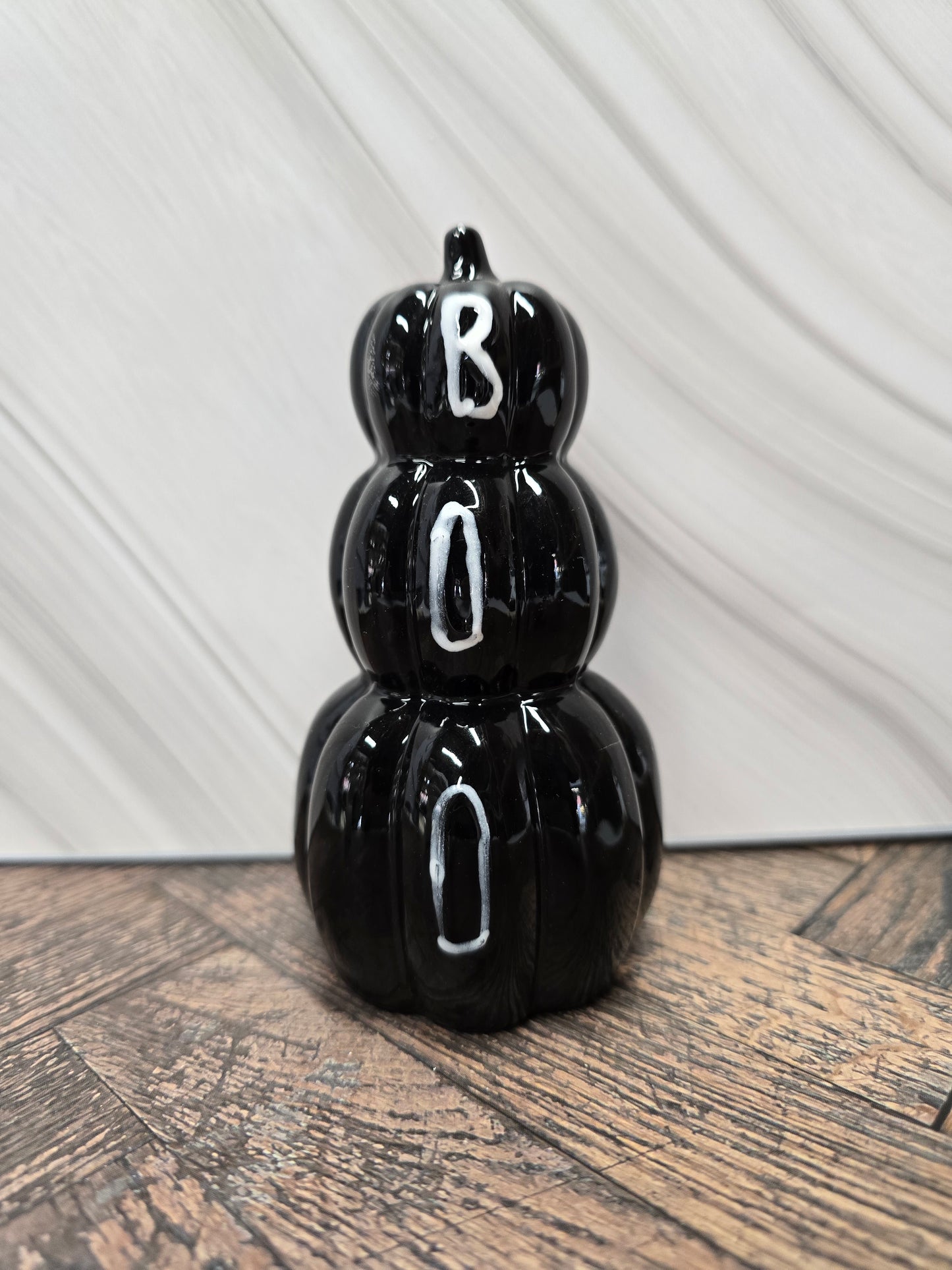 Ceramic Stacked 'BOO' Pumpkin Figurine Decor