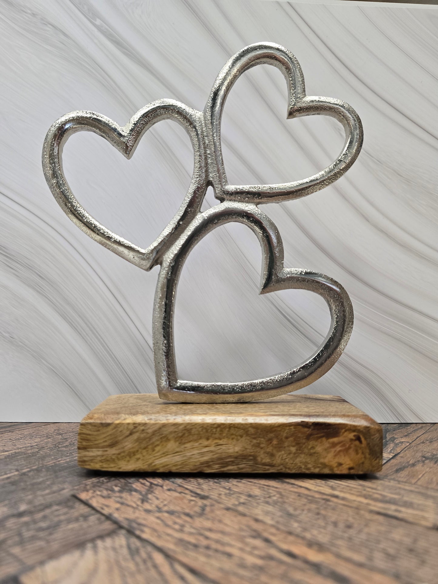 Triple Hearts on Wooden base