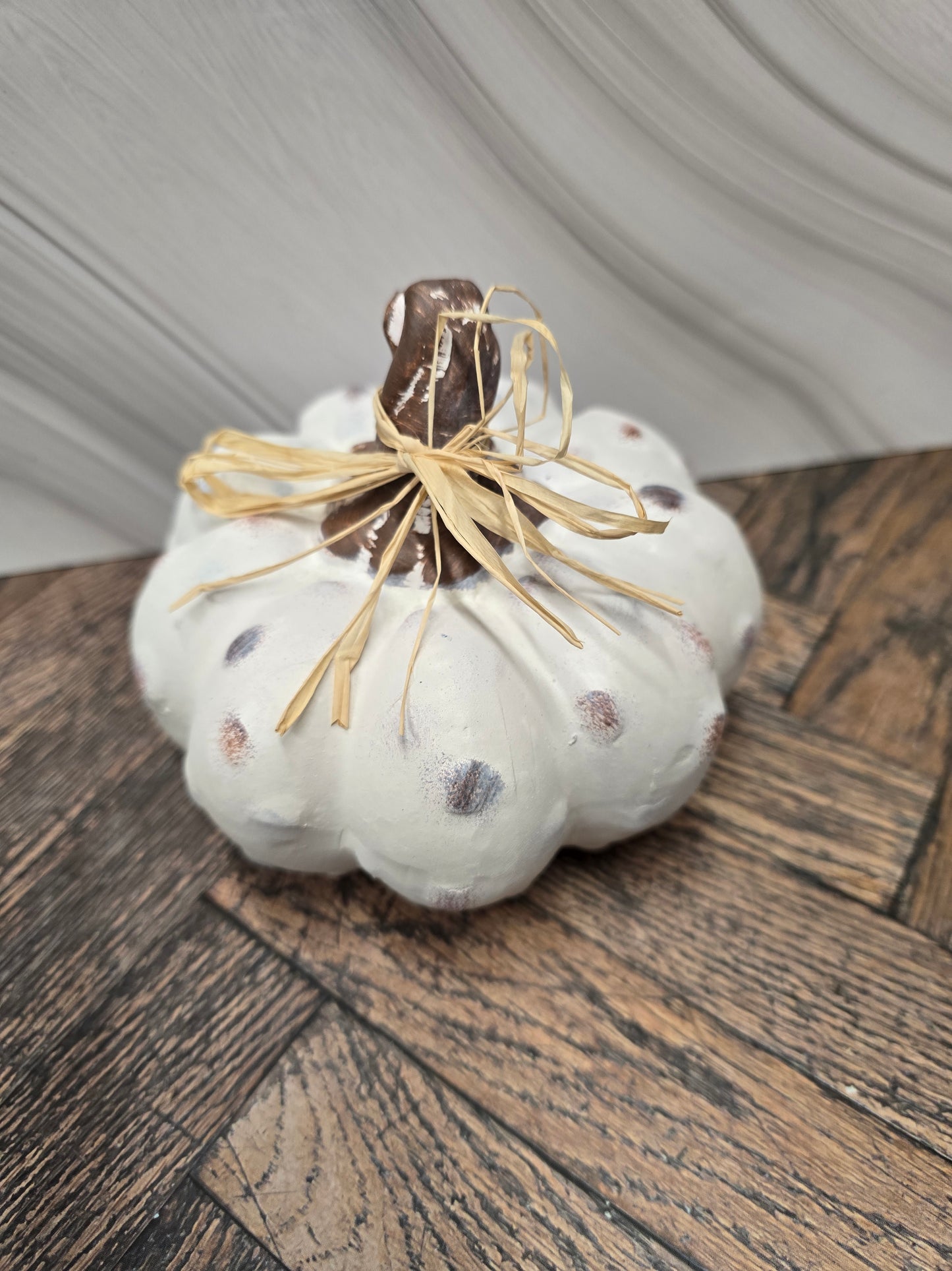 Set of 2 White Pumkins, Home, Autumn or Halloween Decor