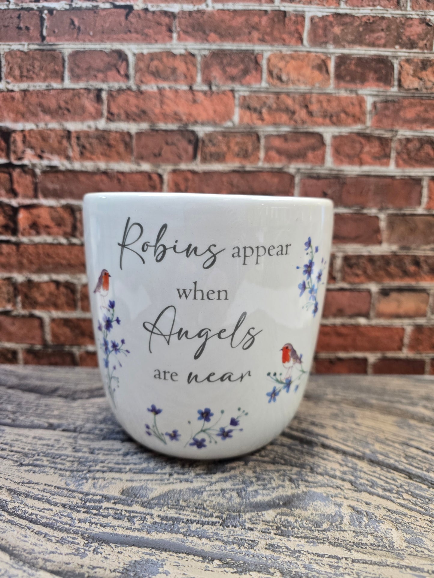 "Robins appear" Memorial Plant Pot