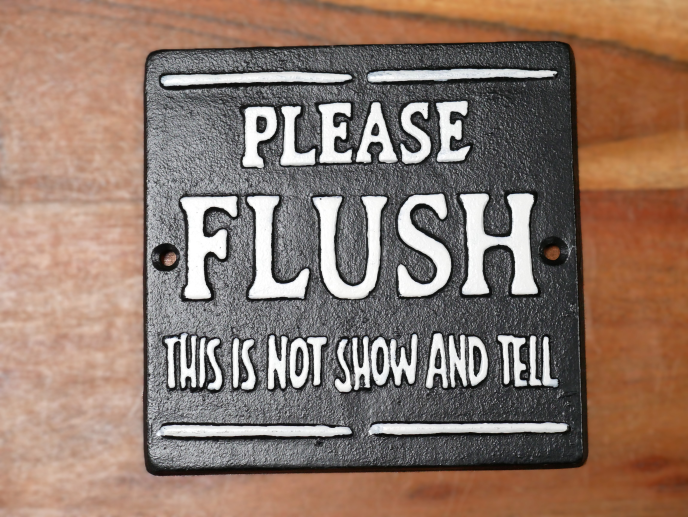 Cast Iron "Please Flush" Wall Sign.