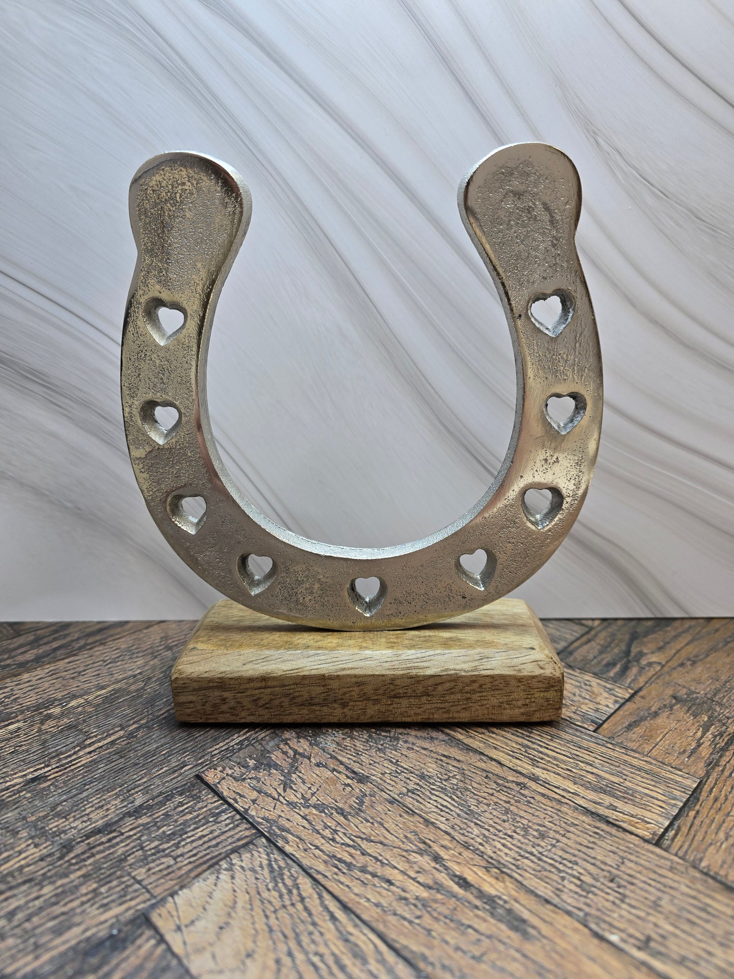 Aluminium Horseshoe on Mango wood base