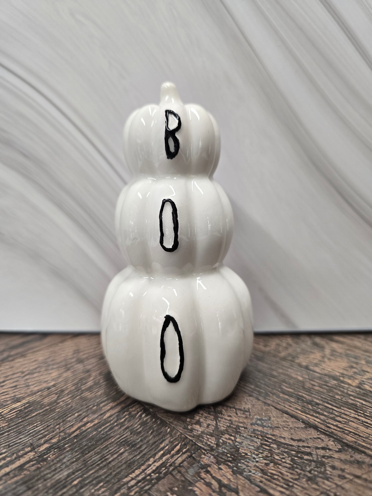 Ceramic Stacked 'BOO' Pumpkin Figurine Decor