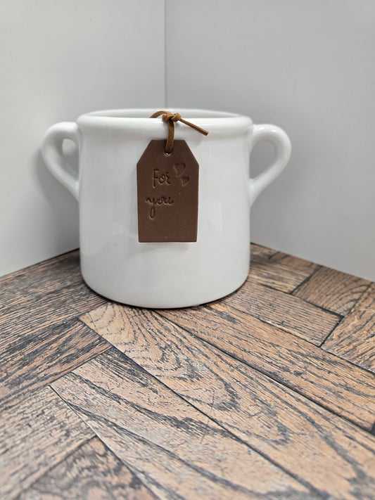 "For you" white ceramic pot