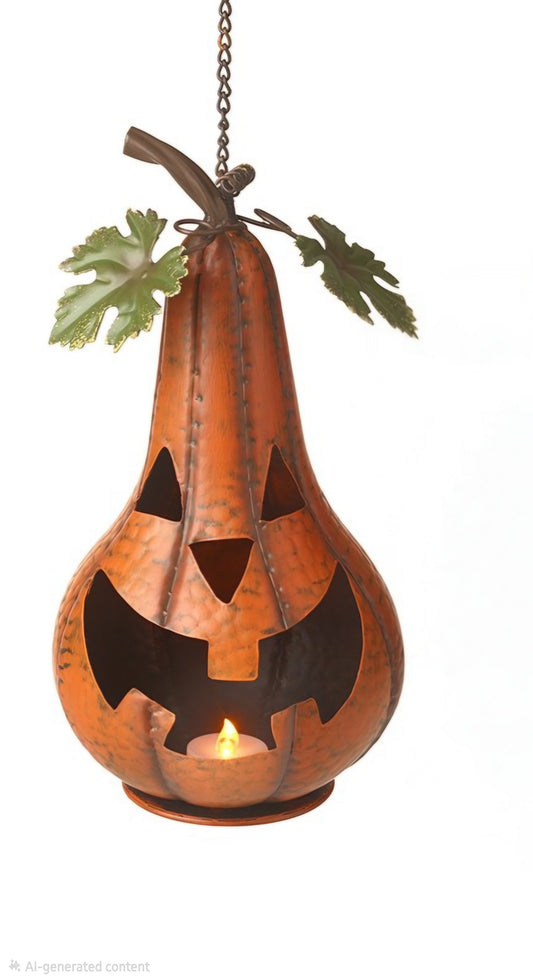 Light up Hanging Metal Jack-o'-Lantern