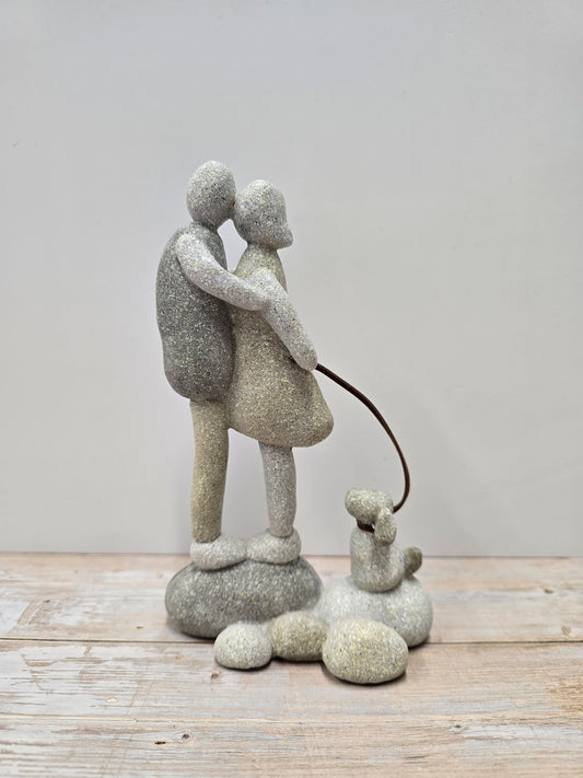 Stone Couple with Dog