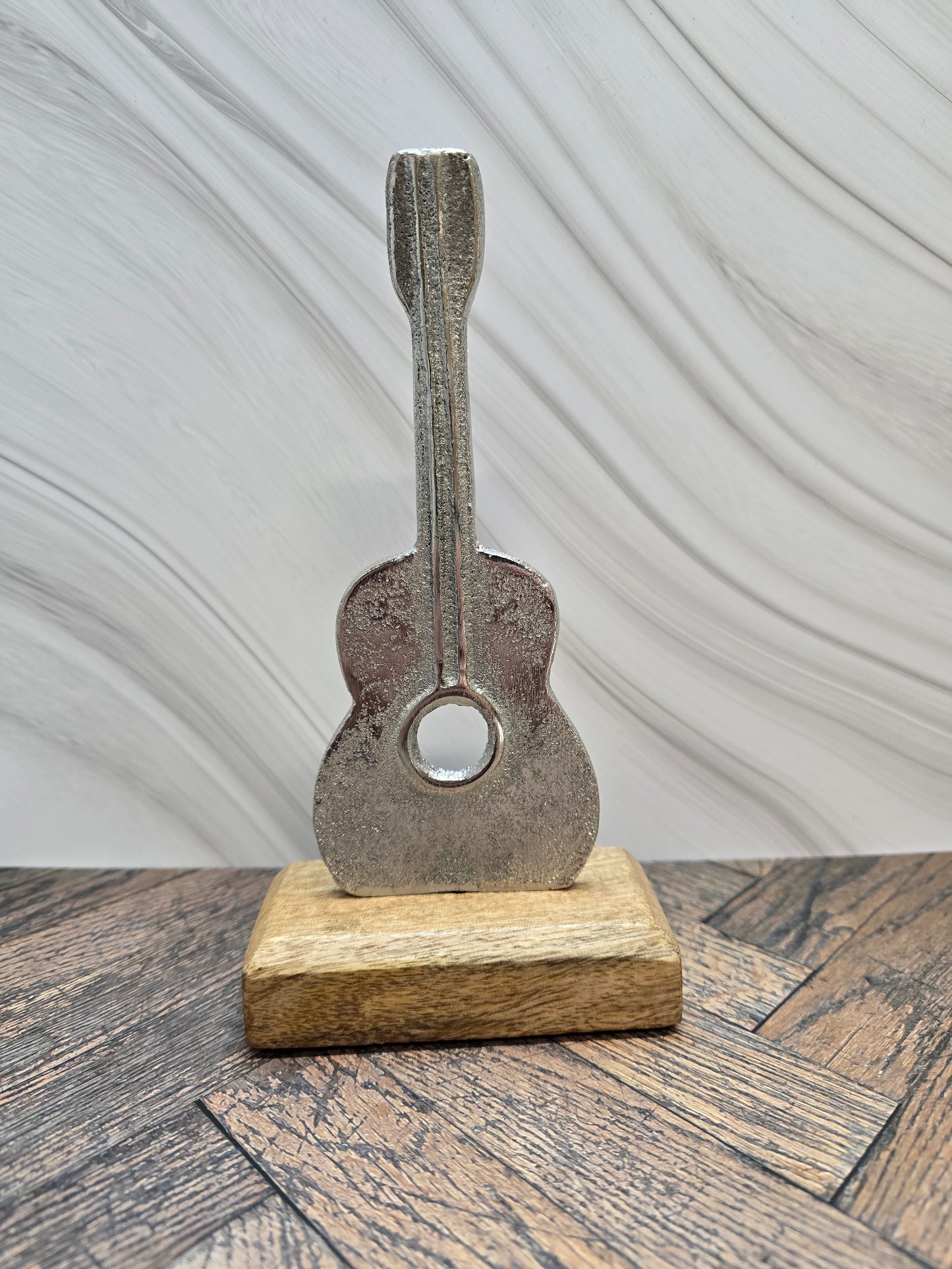 Aluminium Guitar on Mango Wood Base