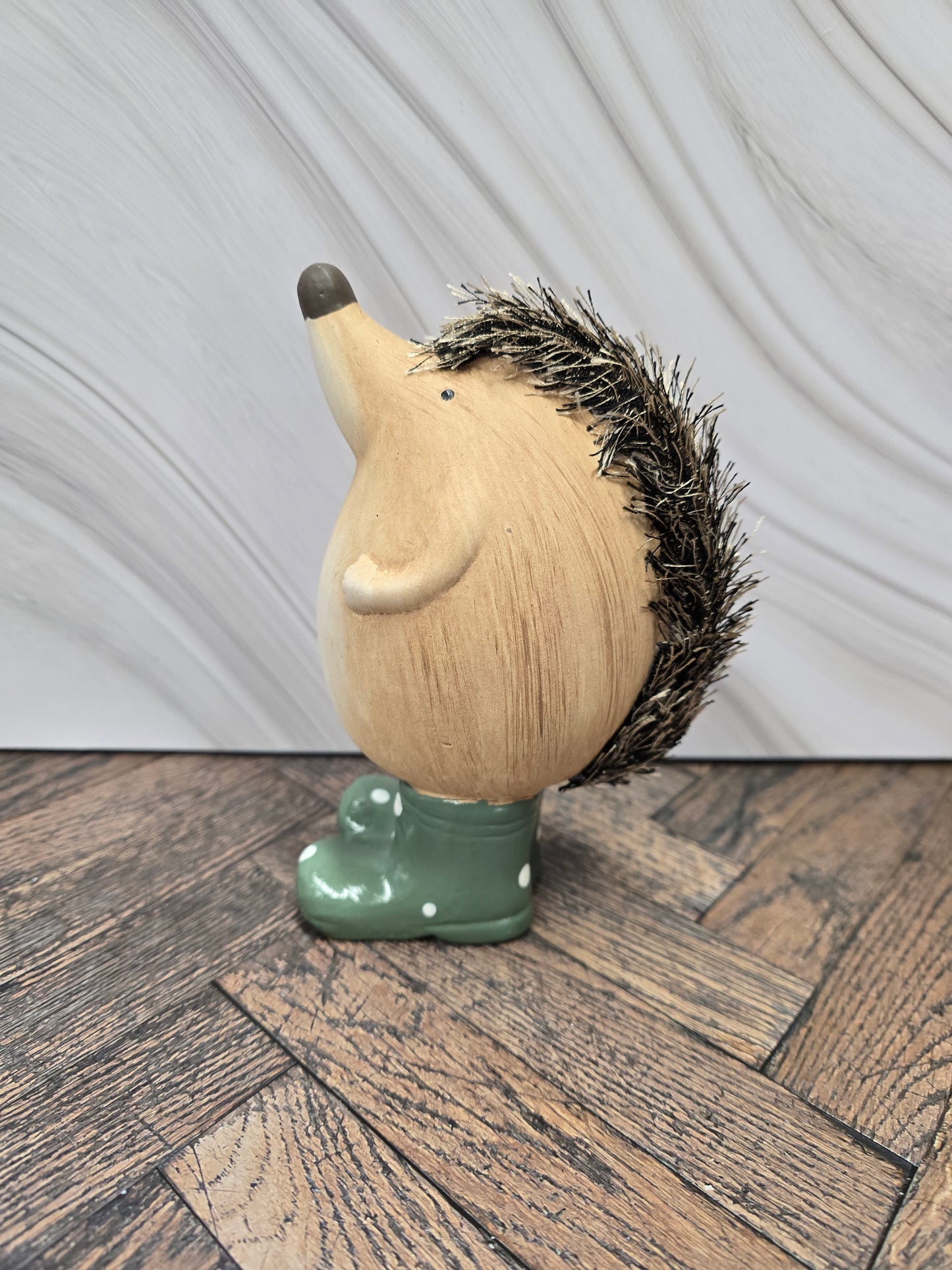 Hedgehog Figurine with Flower & Polka Dot Wellies