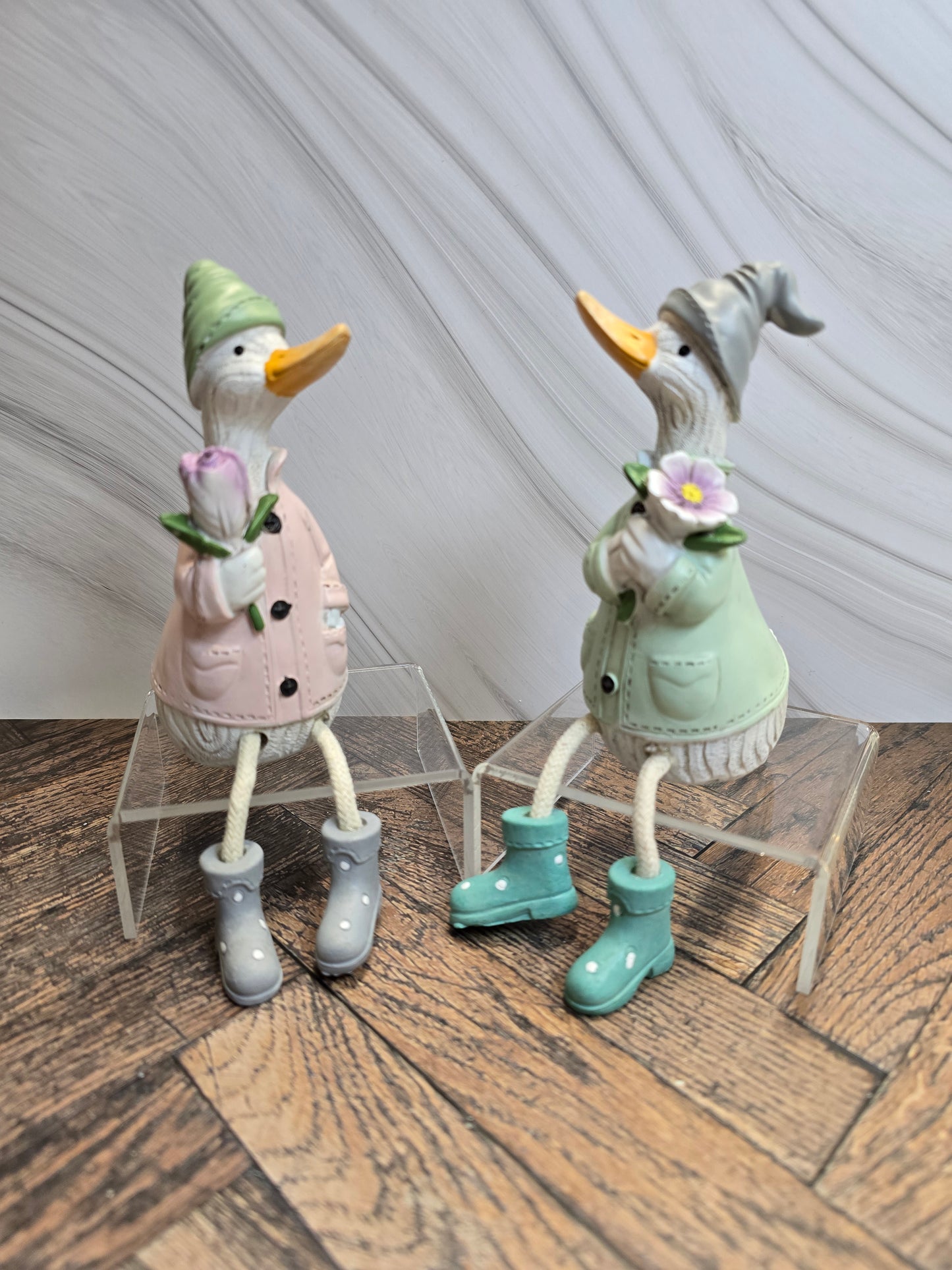 Sitting Duck with floral bouquet