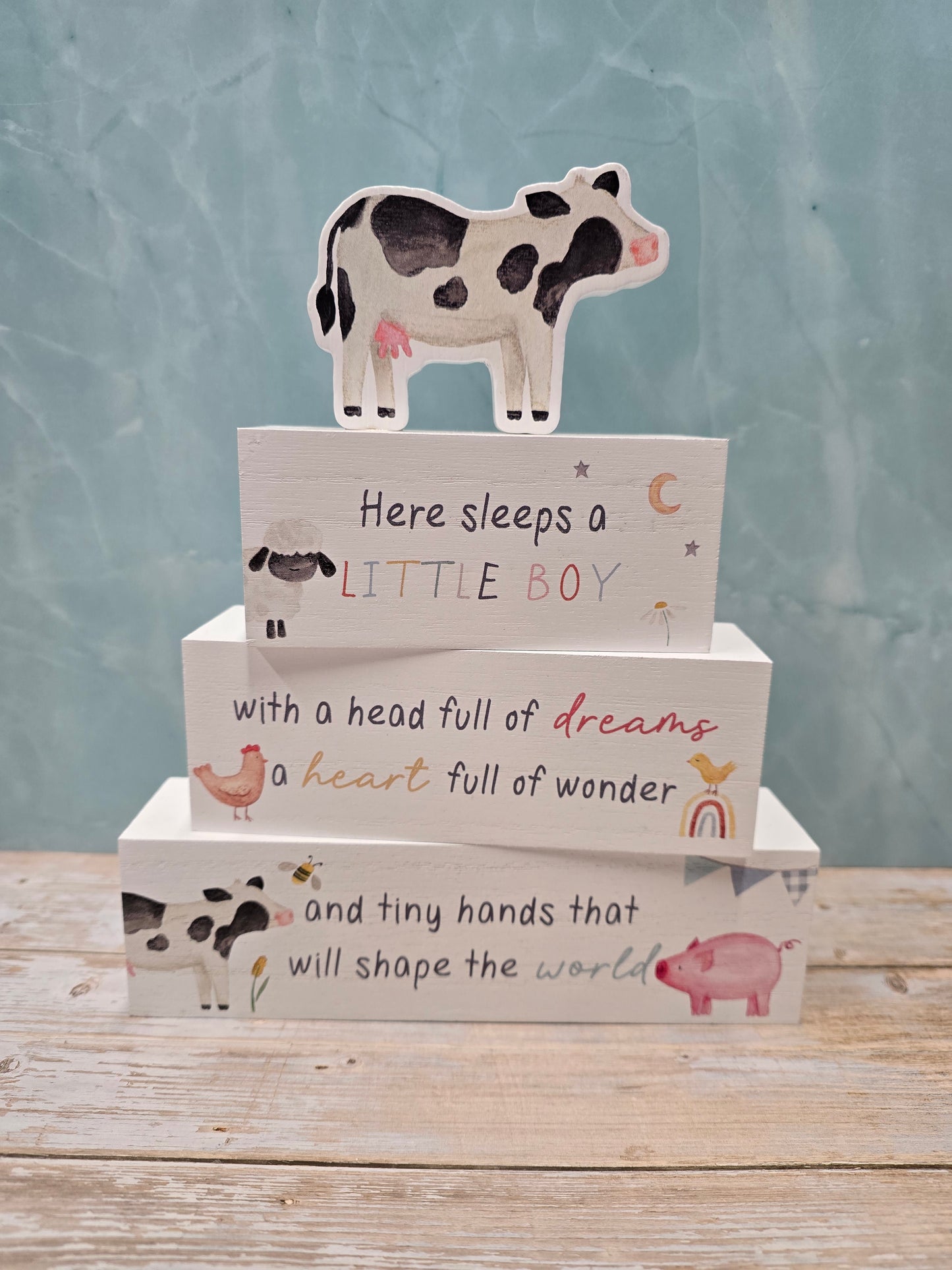 Baby Boy Wooden Block Stack