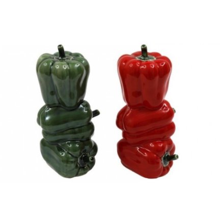 Stacked Bell Pepper Ceramic Tabletop Figurines