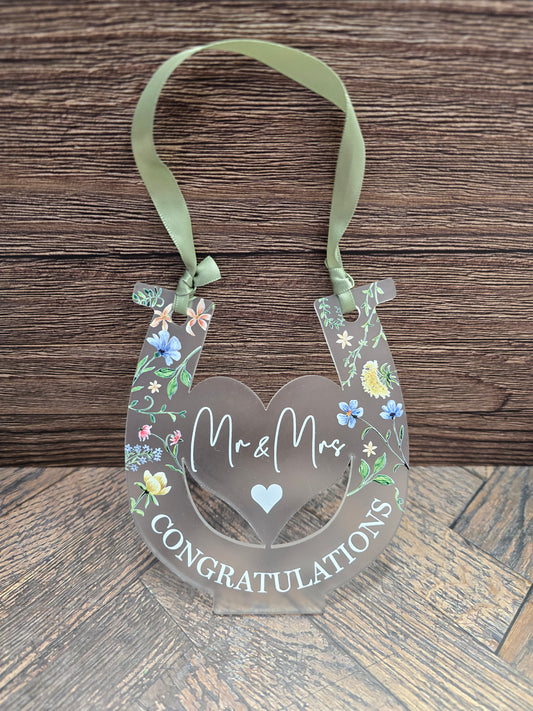 Mr & Mrs Acrylic Congratulations Horseshoe