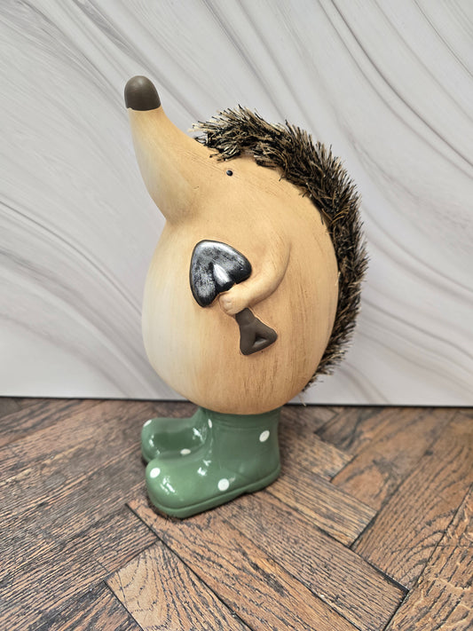 Gardening Hedgehog Figurine with Polka Dot Wellies