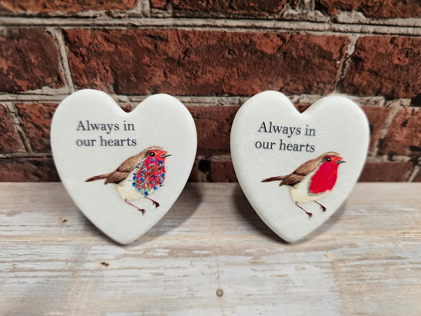 "Always in our hearts" mini marble hearts