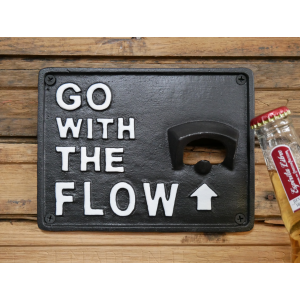 Cast Iron "Go With The Flow" Wall-Mounted Bottle Opener