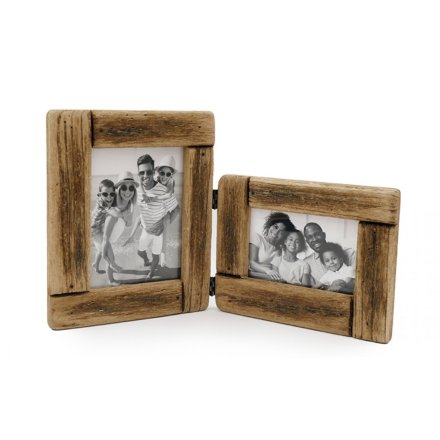 Chunky rustic Folding Photo Frame Duo