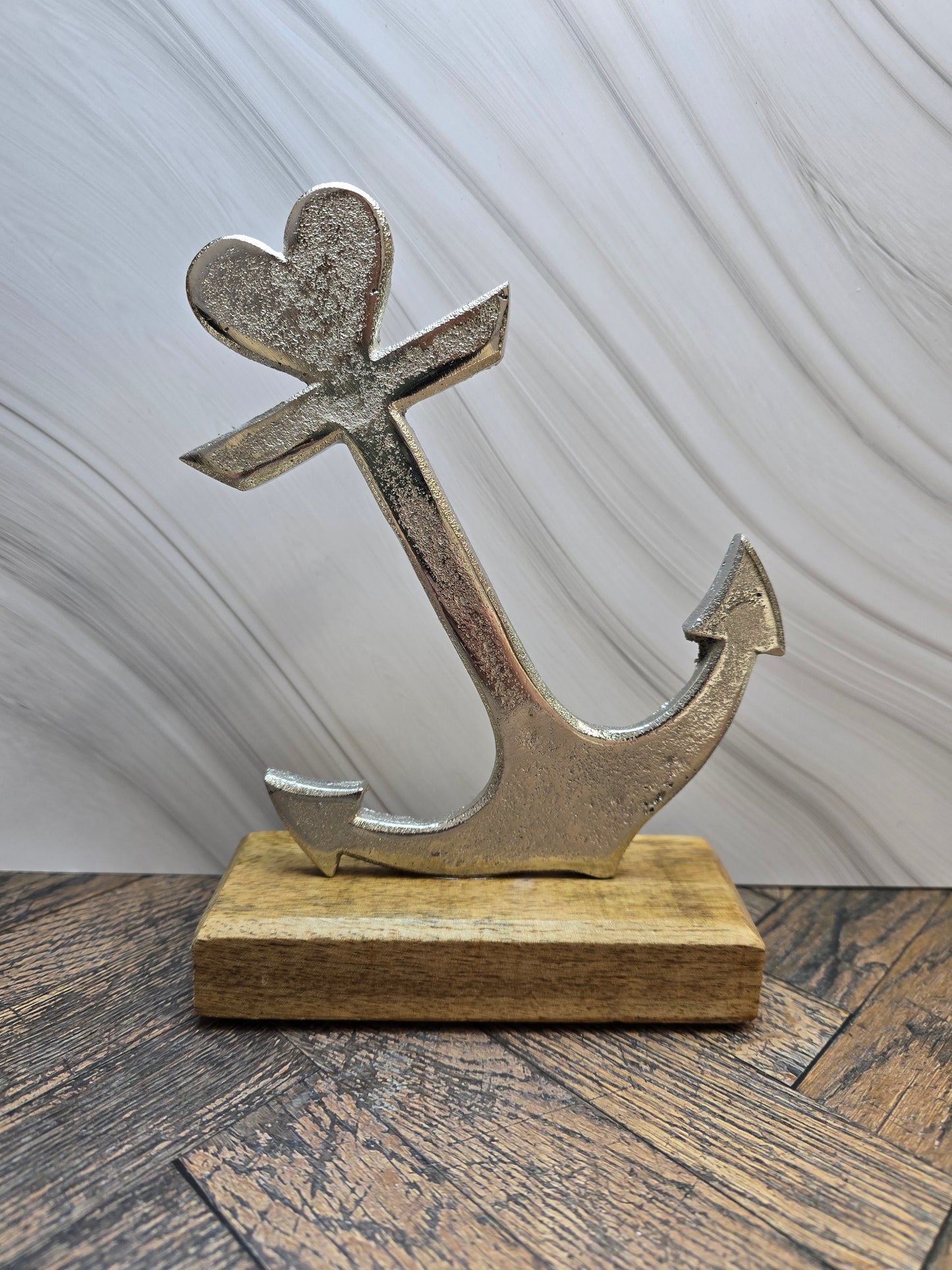 Nautical Aluminium Anchor on Mango Wood base