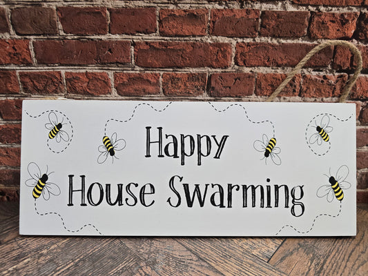 "Happy House Swarming" Wooden hanging plaque