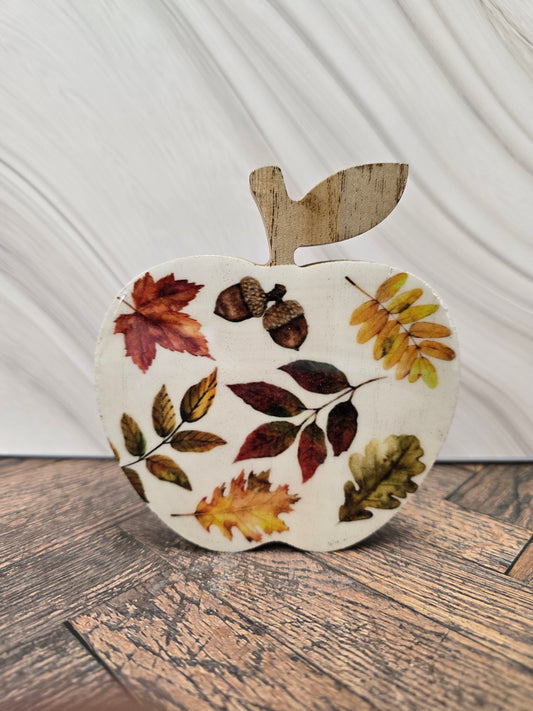 Autumn Leaves Printed Wooden Apple Decor