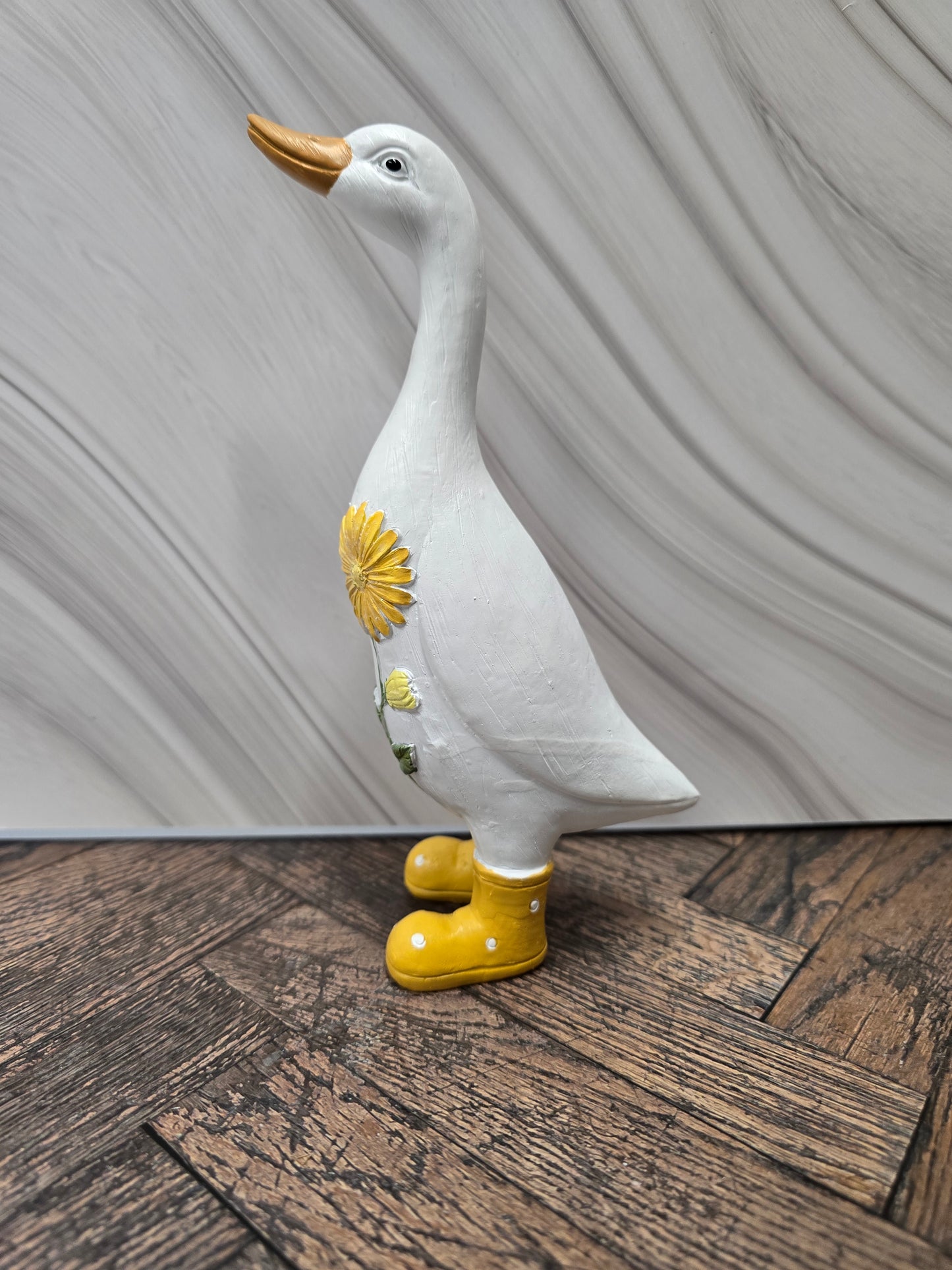 Standing Duck Figurine with Yellow Polka-Dot Wellies