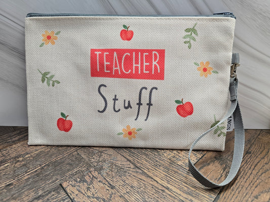 "Teacher Stuff" Pouch with wrist strap