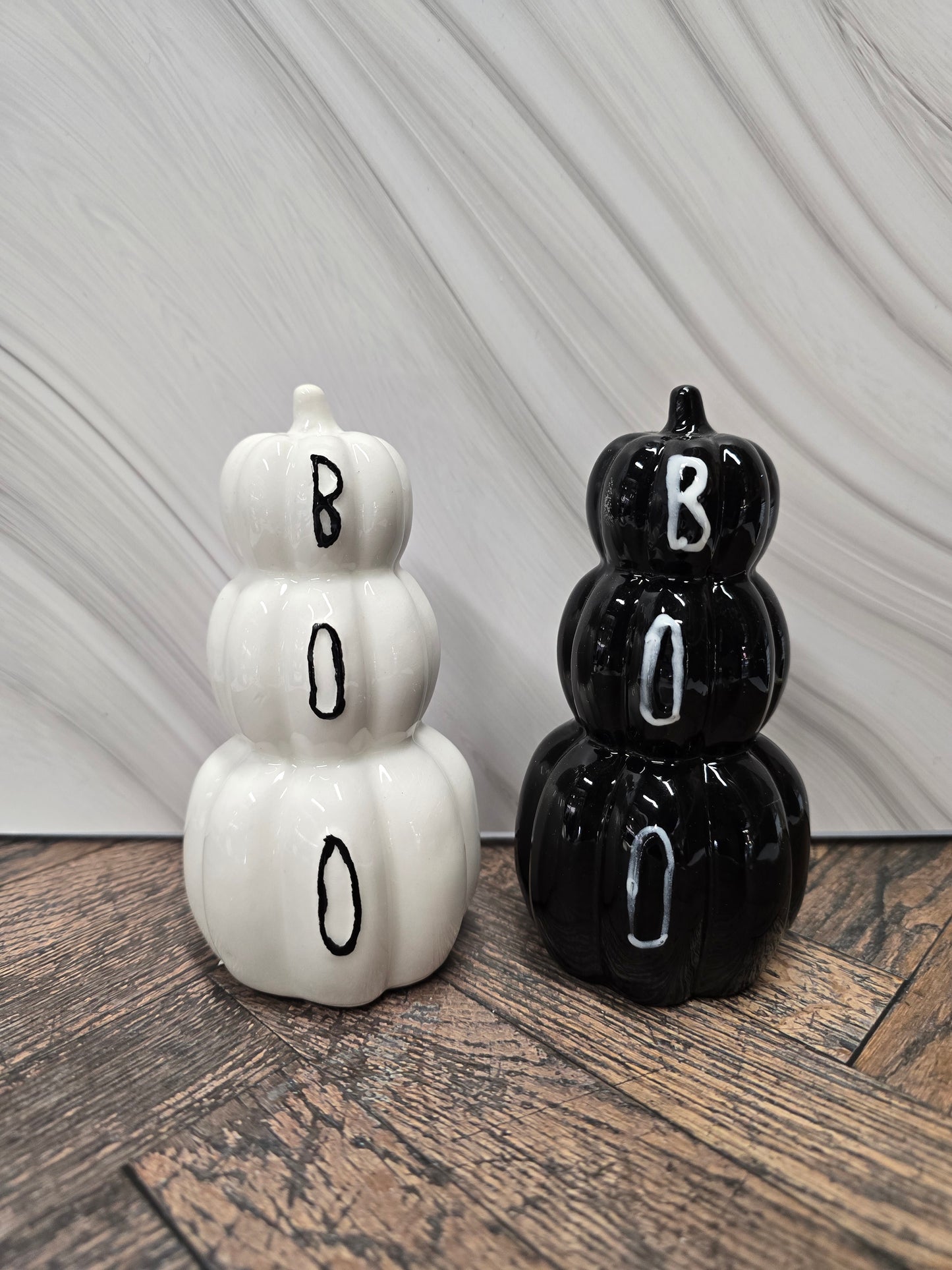 Ceramic Stacked 'BOO' Pumpkin Figurine Decor