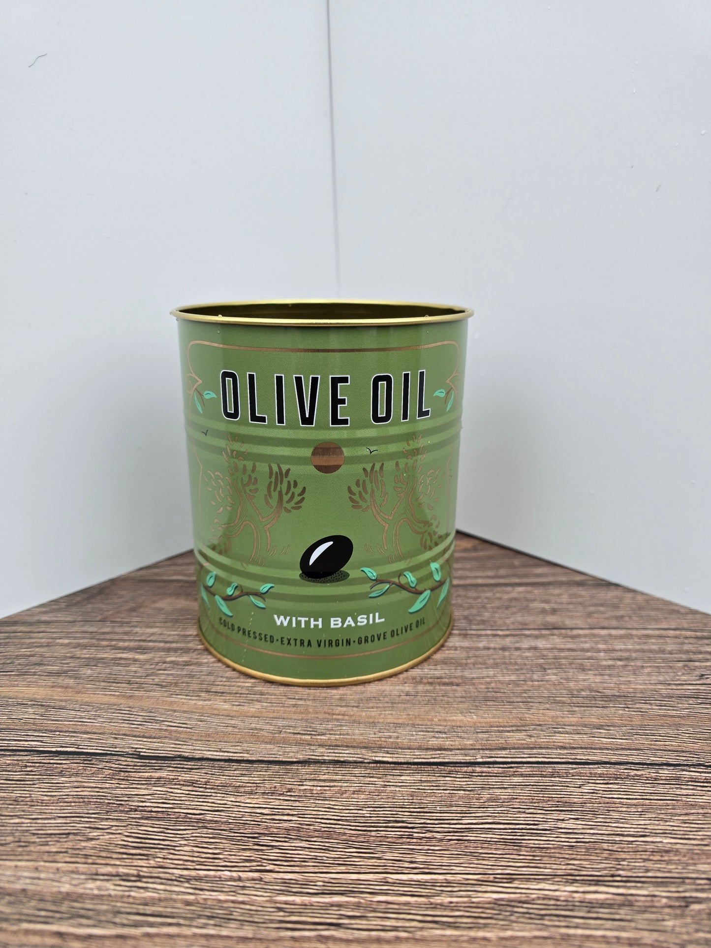 Small Olive oil pattern tin