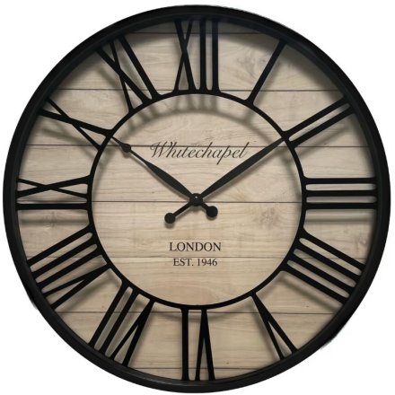 40.5cm Whitechapel London" Glass & Wooden Wall Clock