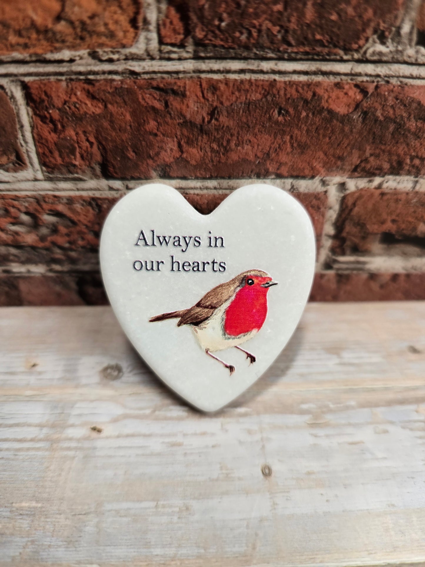 "Always in our hearts" mini marble hearts