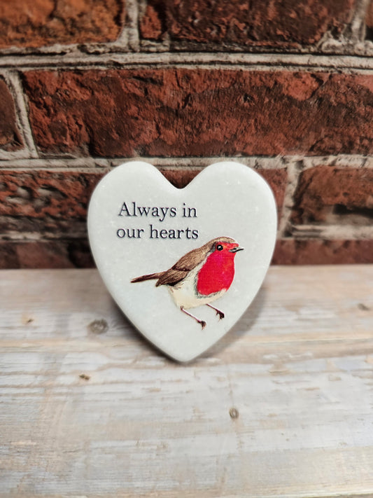 "Always in our hearts" mini marble hearts