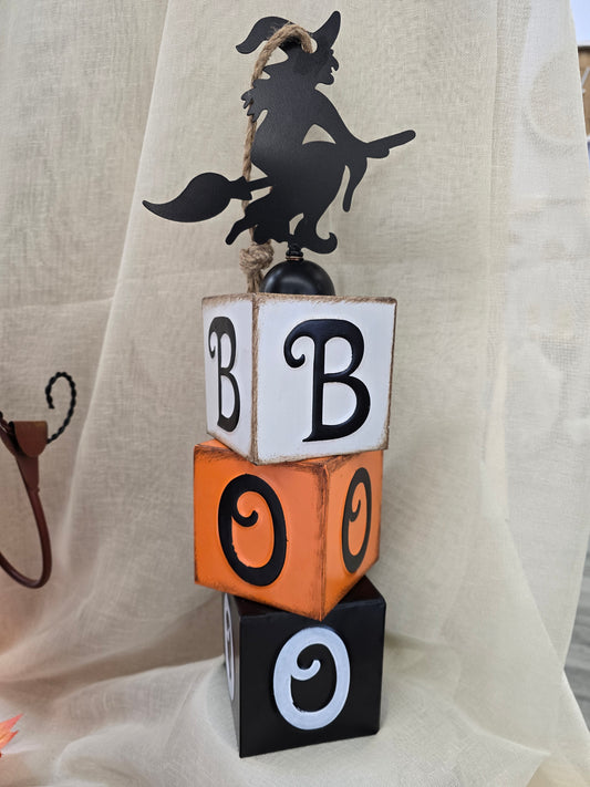 Metal BOO Blocks with Witch Top