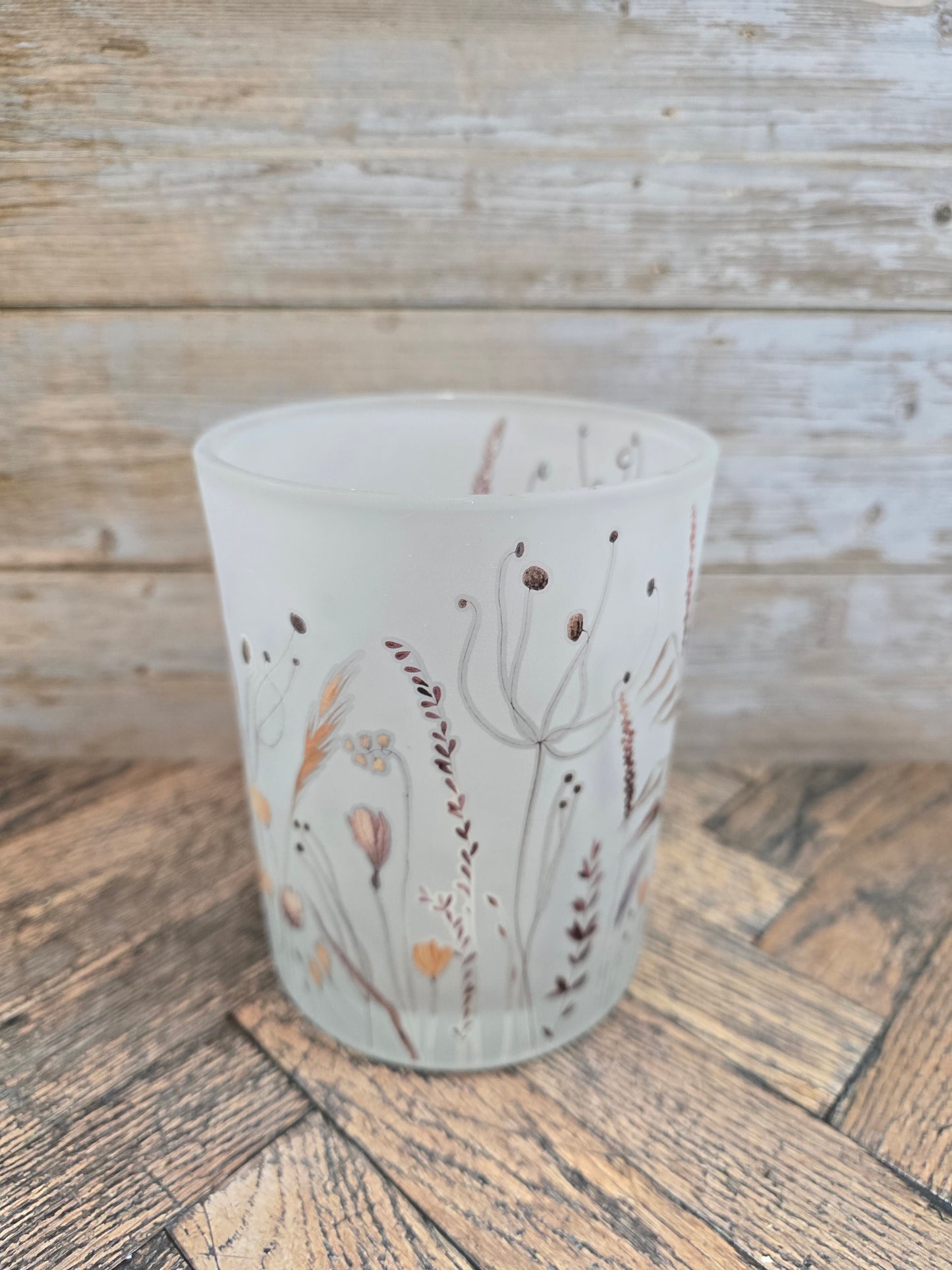 Neutral Floral Candle Holder