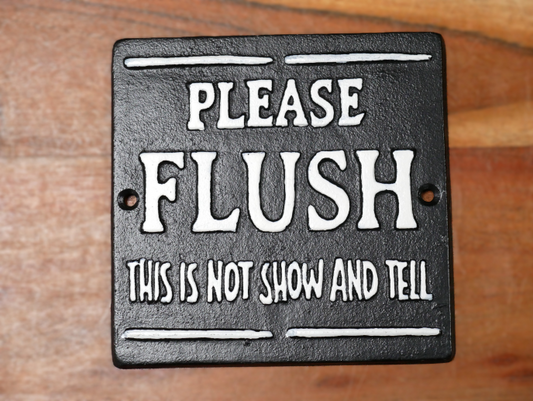 Cast Iron "Please Flush" Wall Sign.