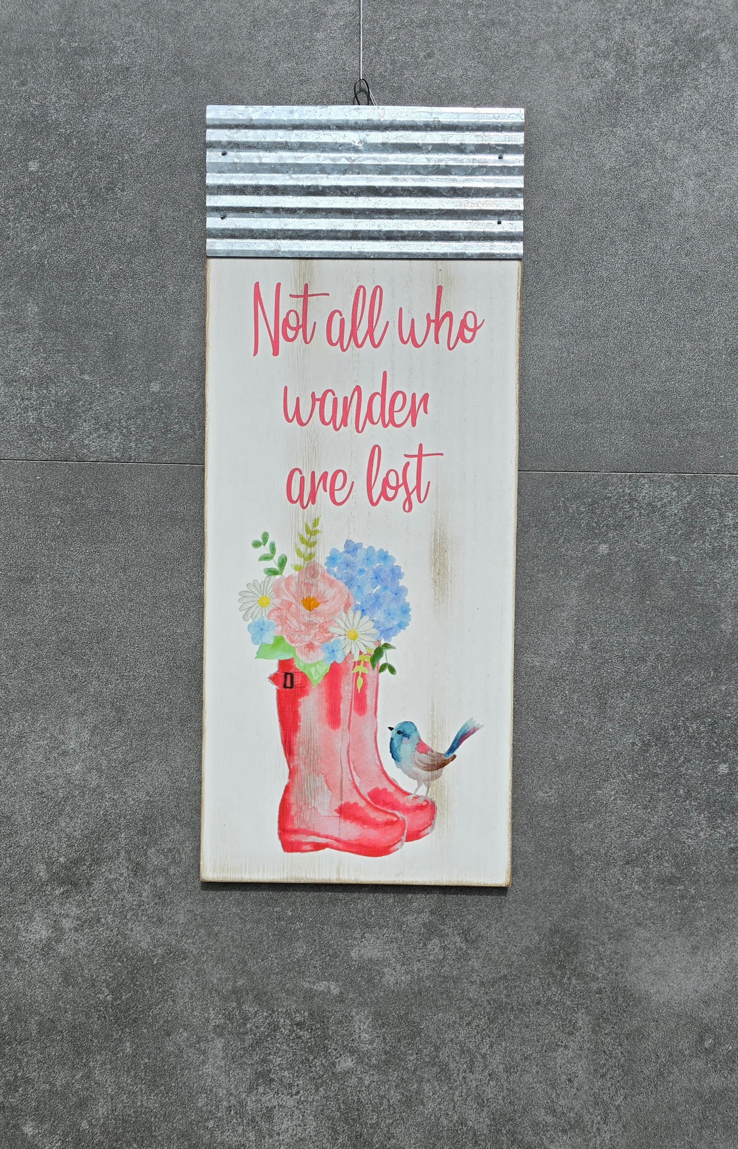 "Not all who wander are lost" hanging wooden plaque