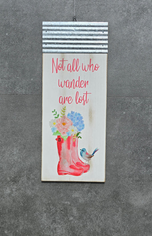 "Not all who wander are lost" hanging wooden plaque