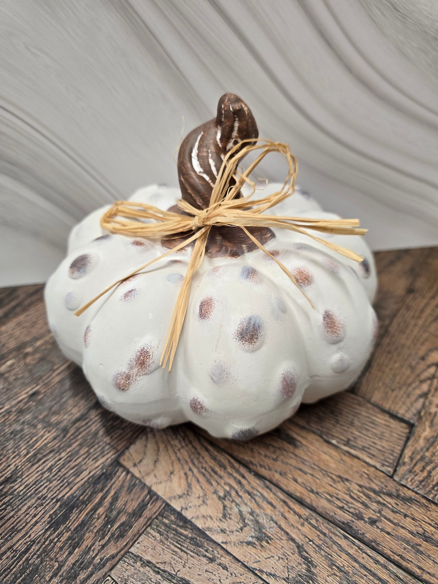 Set of 2 White Pumkins, Home, Autumn or Halloween Decor