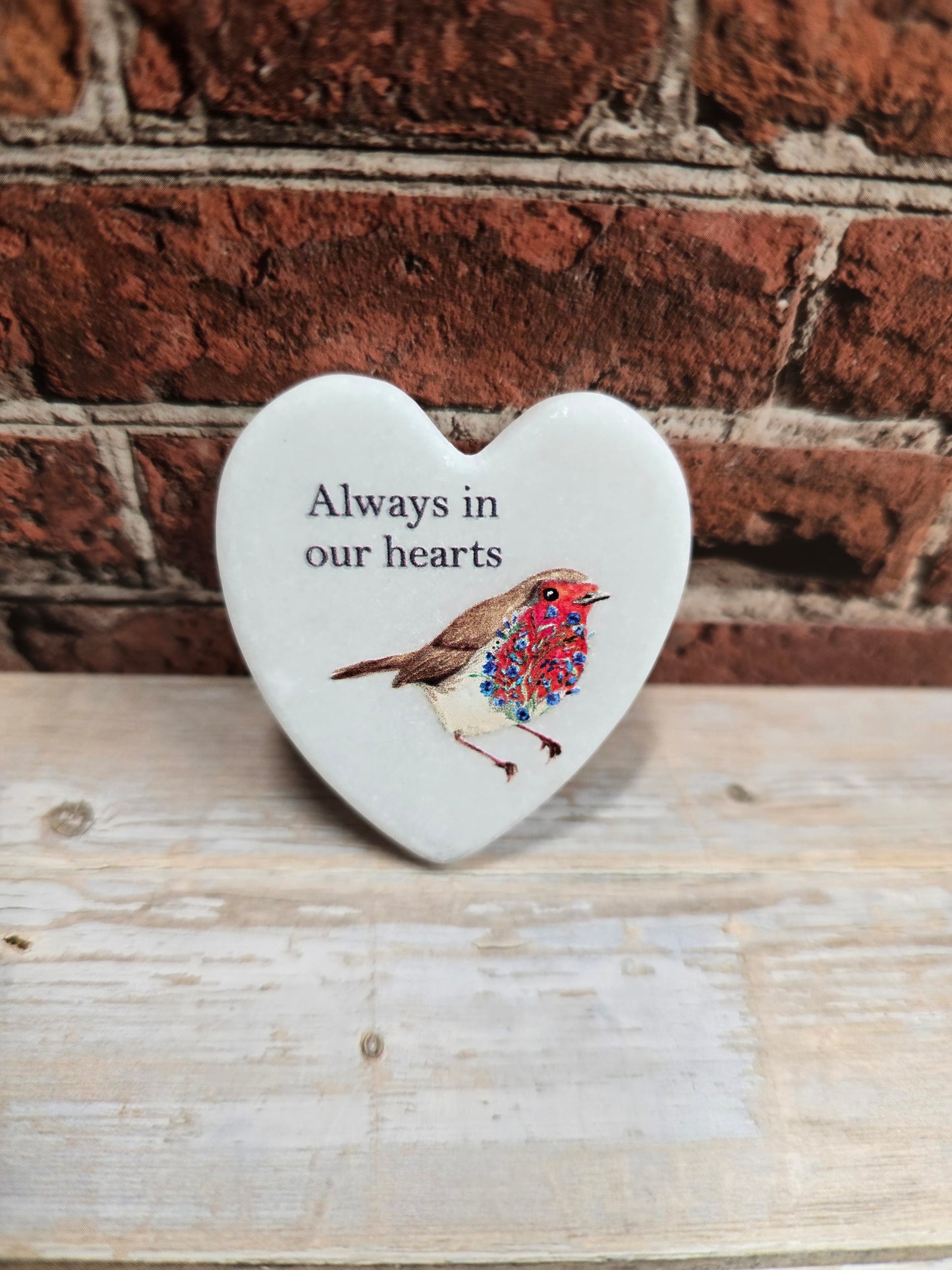 "Always in our hearts" mini marble hearts