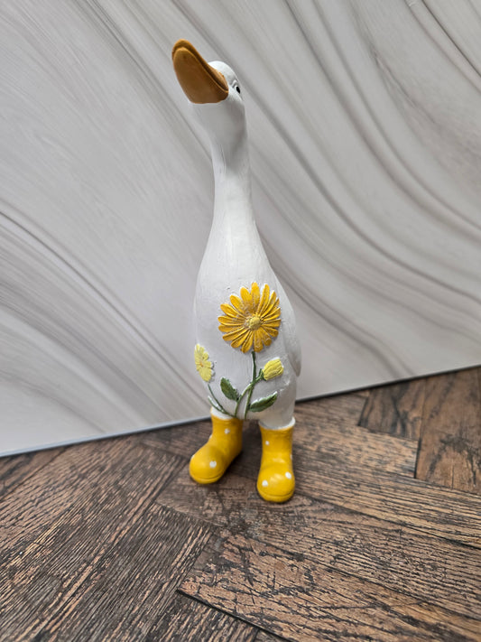 Standing Duck Figurine with Yellow Polka-Dot Wellies
